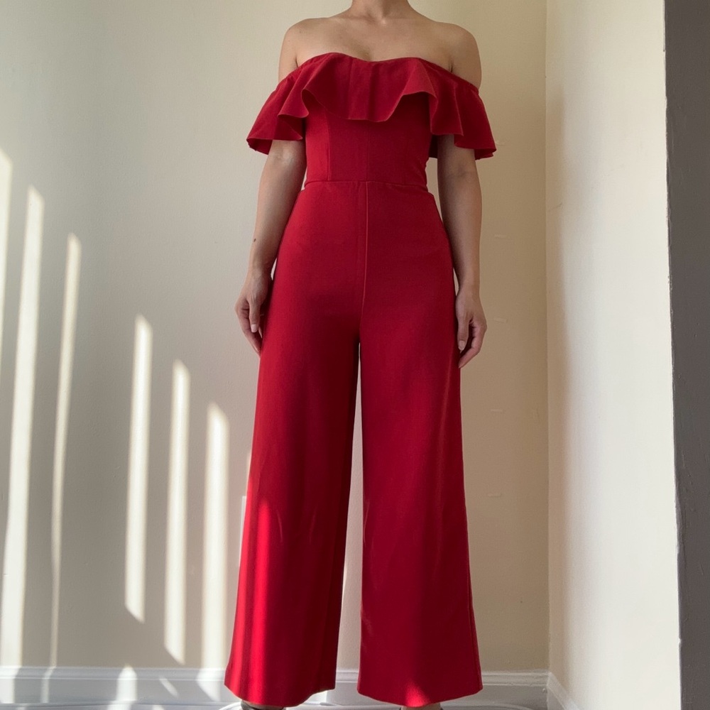 Red Off-Shoulder Jumpsuit